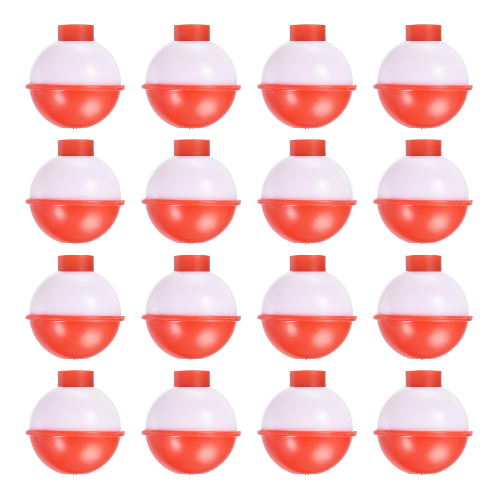 PATIKIL 1 Inch Fishing Bobber, 24 Pack Hard ABS Push Button Round Buoy Fishing Float Tackle, Red and White