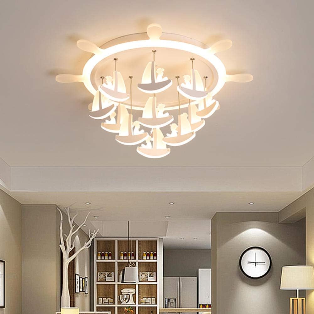 Sailboat Modern Chandelier White Children's Room Chandelier Bedroom lampadarioled-WhiteDis53CMRemoteDimming