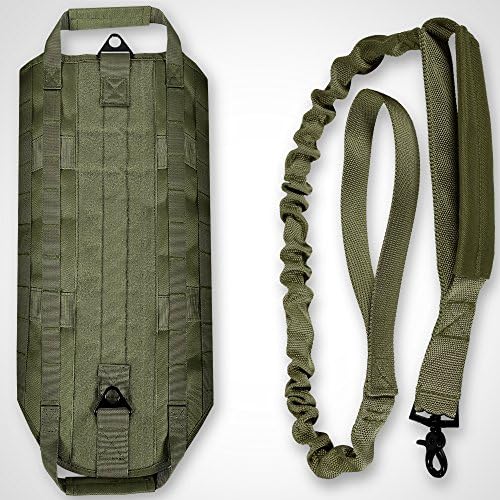 LIVABIT Canine Service Dog Tactical Molle Vest Harness + Matching Heavy Duty Bungee Leash Strap [ Also For Cats & Puppies ]