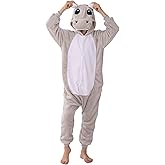 HIBCIGA Animal Onesie Costumes for Kids Adults Cosplay Halloween for Boys Girls Womens Warm Plush One Piece Hippo