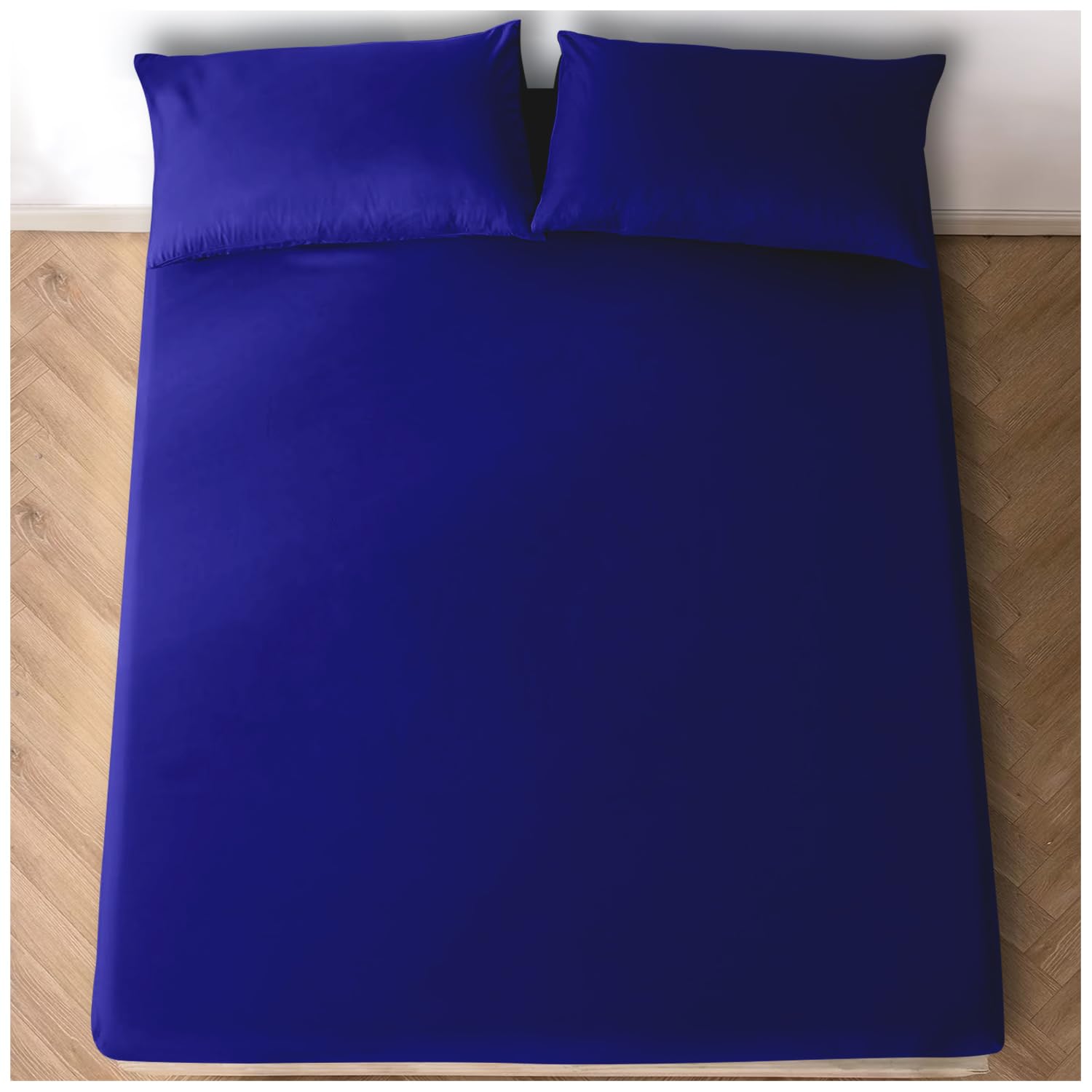GC GAVENO CAVAILIA Plain Dye Fitted Bed Sheet, Washable Bedding & Linen, Bobble Free Super Soft Bottom, Royal Blue, 4Ft Double, 708094