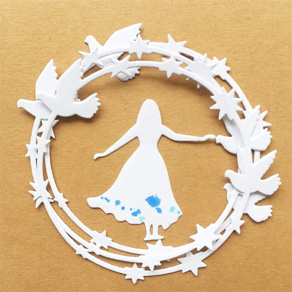 Girl with Pigeon Metal Cutting Dies for Card Making and Scrapbooking Love Peace Die Cuts for Die Cutting Machines (Girl with Pigeon)