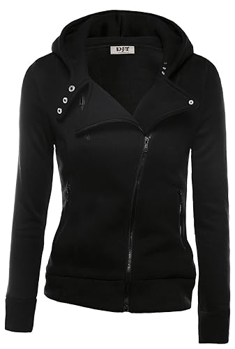 DJT Womens Casual Oblique Zipper Hoodie Jacket Coat XX-Large