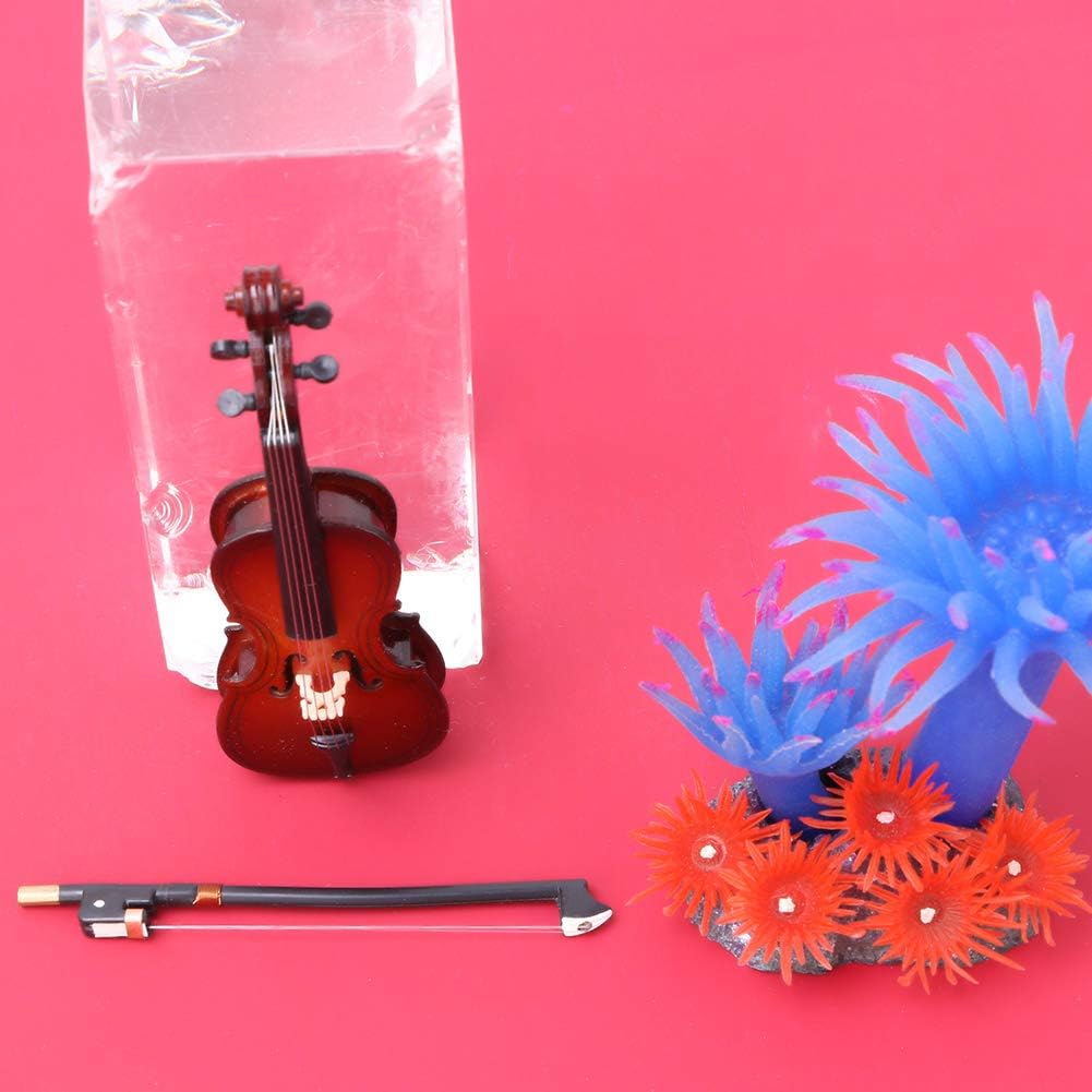 Stand & Gift Box Mini Musical Instrument Miniature Dollhouse Model Home DecorationInstrument Ornament Wooden Miniature Cello Replica with Bow Ornaments Ornaments - Image 5