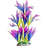 Fish Tank Plants Realistic Artificial Aquarium Plastic Plant Decor Ornament Water Plants for Aquariums Decorations Red Green,10.5 Inch Tall