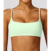 Comper Women's Sports Bra with Thin Straps Stretchy Wirefree Workout Bras Lightweight Workouts Bralette with Removable Pads