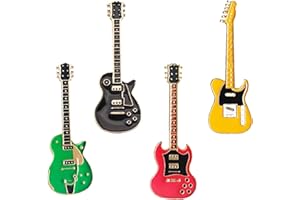 Dreuyet 4 Pcs Electric Guitar Brooch Pins Set Cute Enamel Musical Instrument Badges on Backpack Guitar Brooches Badges Pins Present Gifts Wear on Backpack, Shirt, Jacket, Lapel, Hat, or Tie