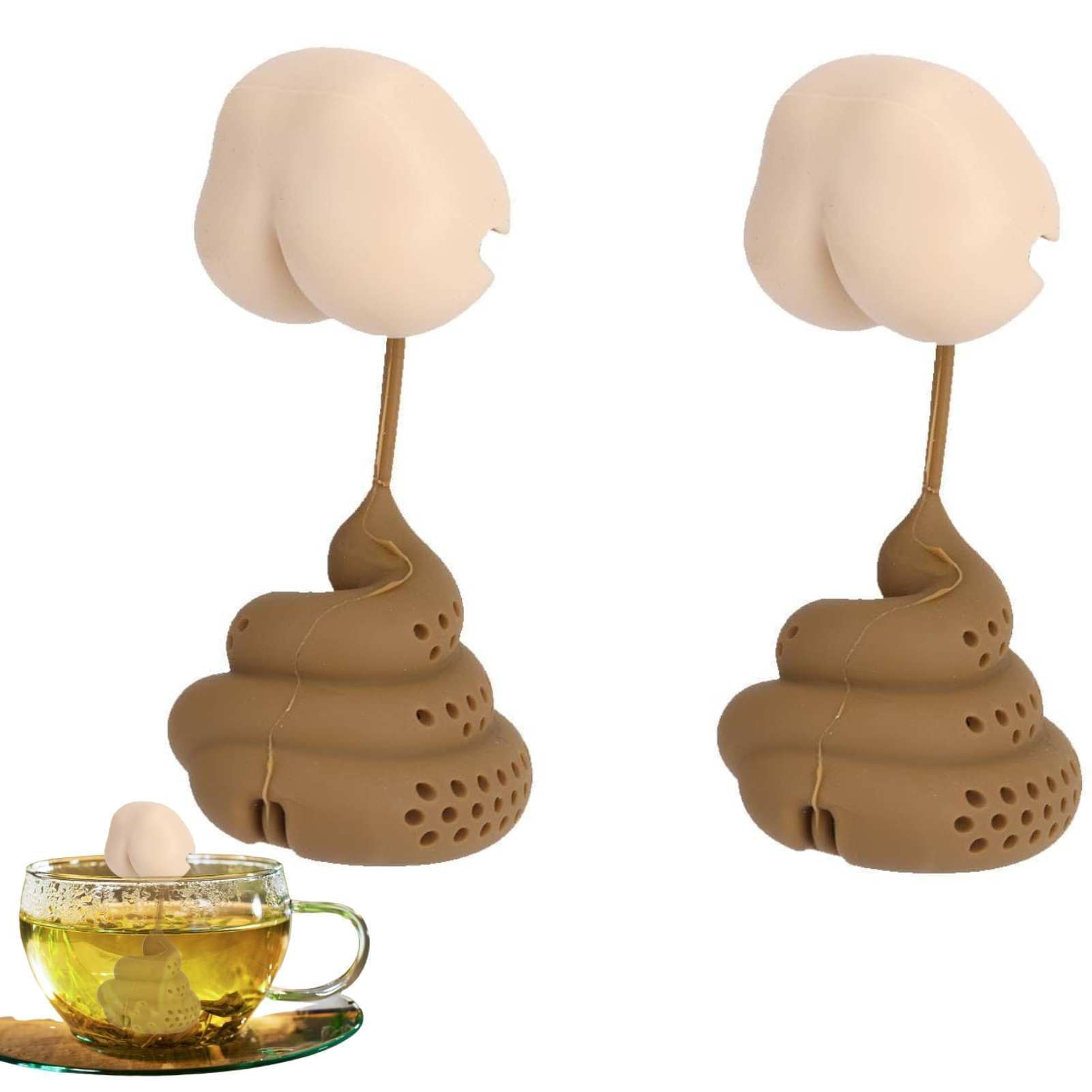 Tea Infuser for Loose Tea, 2Pcs Poop Silicone Tea Strainer for Loose Tea Strainers Cute Appearance for Loose Leaf Tea, Herbal Tea, Mugs