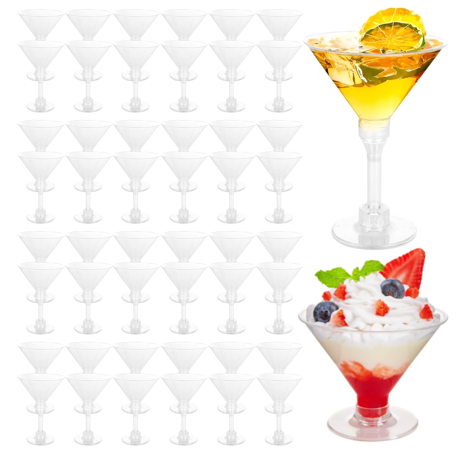 Photo 1 of Acrux7 50 Pack Plastic Martini Glasses Disposable 5 oz Clear Plastic Cocktail Flutes Margarita Glasses for Weddings, Parties, Birthday, Champagne, Appetizers, Desserts