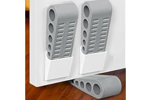 OPTISH 3 Pack Door Stops for Bottom of Door, Rubber Door Stopper Wedge with Holder, Door Holder to Keep Door Open, Wall Protector for Home & Office & School, Grey