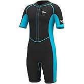 Hevto Kids Wetsuit Shorty for Boys Toddler Girls Youth 2mm Neoprene Thermal Wet Suit Front Zip for Swimming Snorkeling Surfing Diving