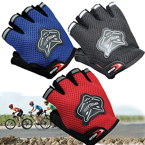 ZOONAI Cycling Gloves Boy Girl Child Children Mountain Bike Gloves Half Finger Biking Gloves Breathable Cycle Gloves (Blue)