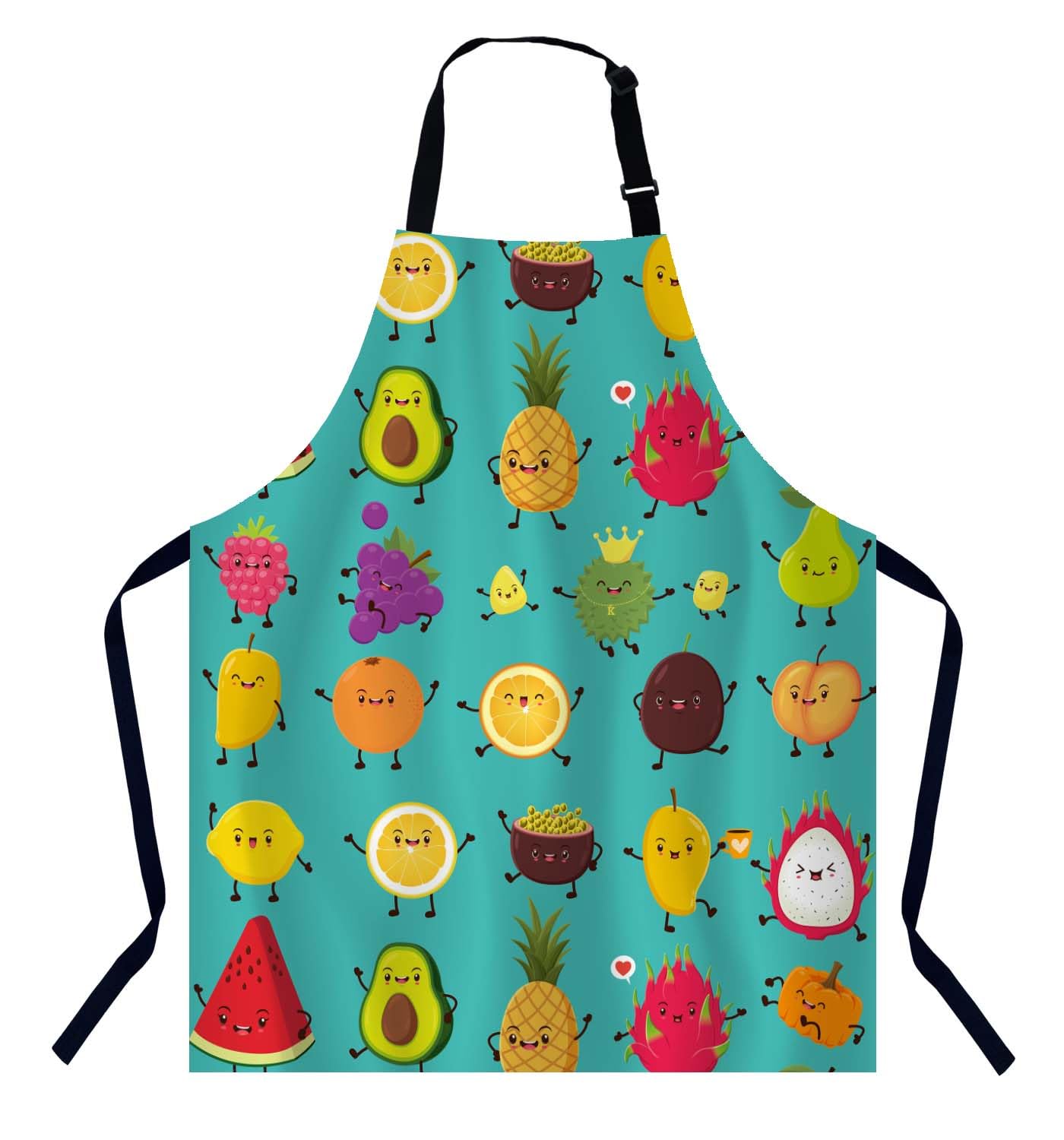 BGBDEIA Cute Cartoon Fruit Kitchen Apron, Unisex Adjustable Waterproof Design for Women Men, Home Kitchen, Restaurant, Coffee House