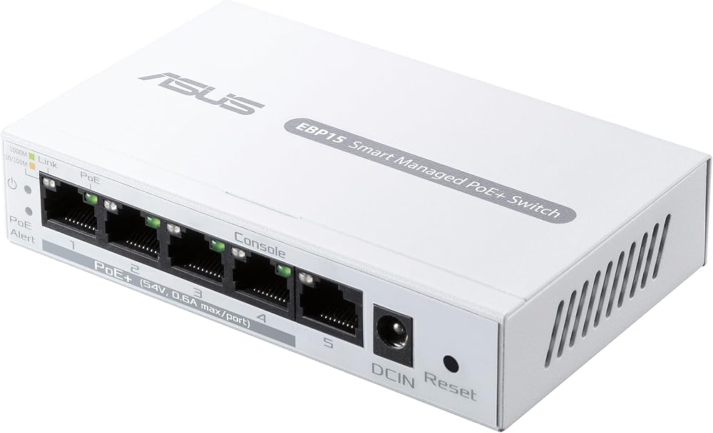 ASUS ExpertWiFi EBP15 5-Port GbE Smart Managed PoE+ Switch 4xPoE+ 60W QoS IGMP