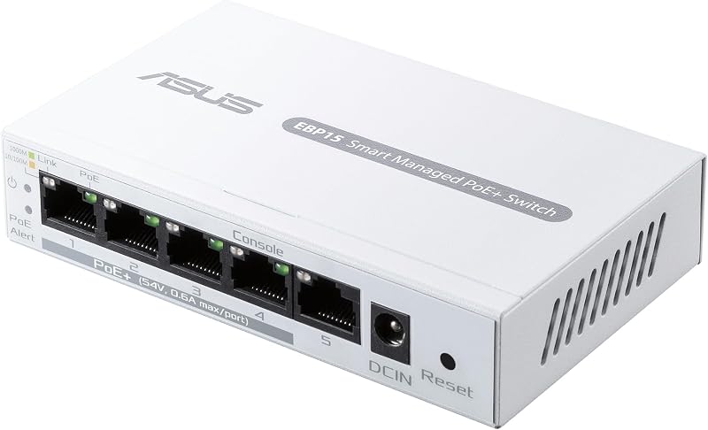ASUS ExpertWiFi EBP15 5-Port GbE Smart Managed PoE+ Switch 4xPoE+ 60W QoS IGMP