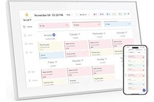 MOONKA 15.6 Inch Digital Calendar: Smart Digital Calendar Planner & Chore Chart, IPS FHD 1920x1080 Touchscreen Interactive Display for Family Schedules, Desk Stand Included, Wall Mountable - Share Photos/Videos
