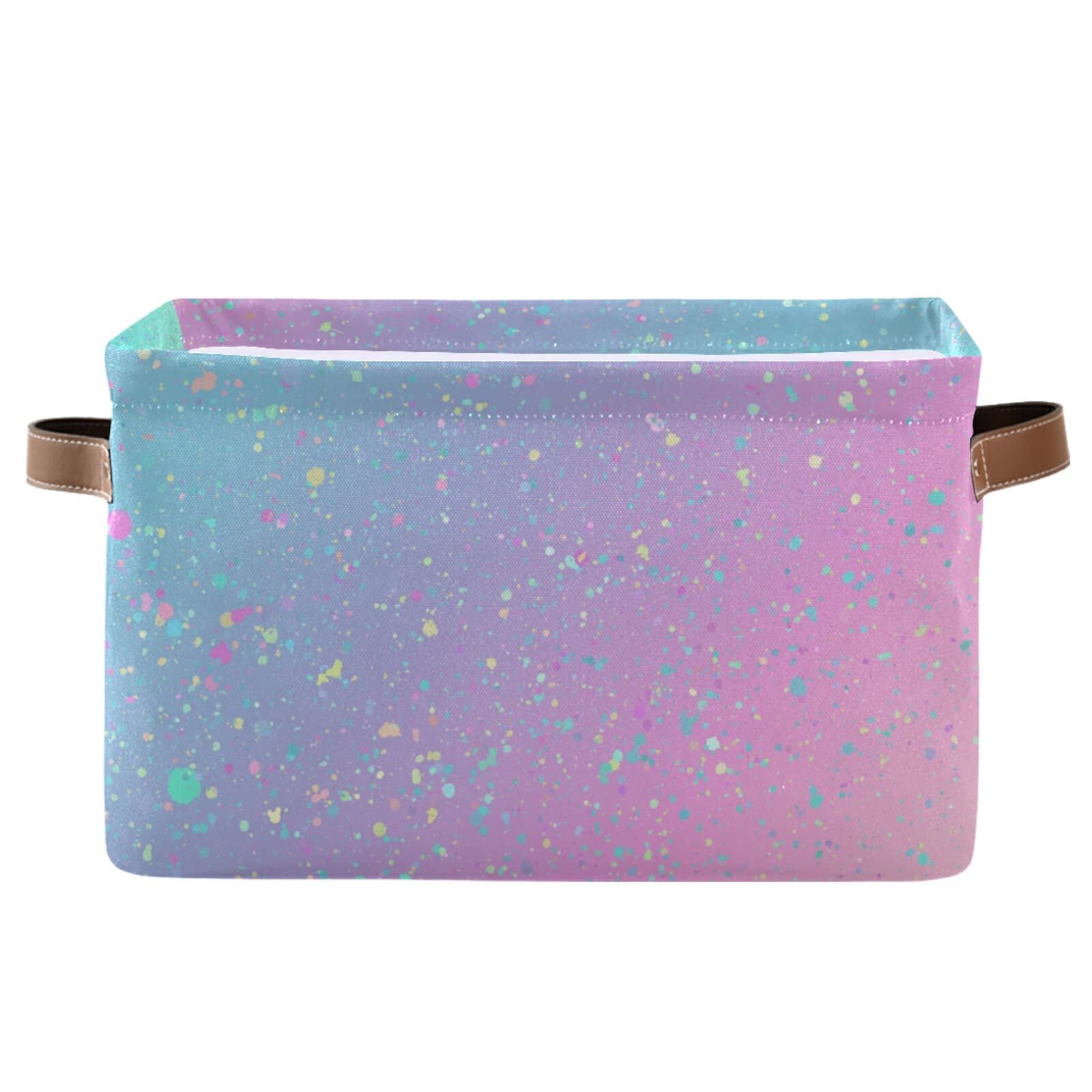 Unicorn Background with Rainbow Pattern Large Storage Basket Foldable Storage Box Organizer Bins with Handles for Bedroom Home Office