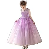 GetWish Tulle Flower Girls Dress One Shoulder Formal Princess Wedding Pageant Birthday Party Holiday Ball Gown Dresses