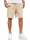 COOFANDY Men's Linen Shorts - Casual Elastic Waist