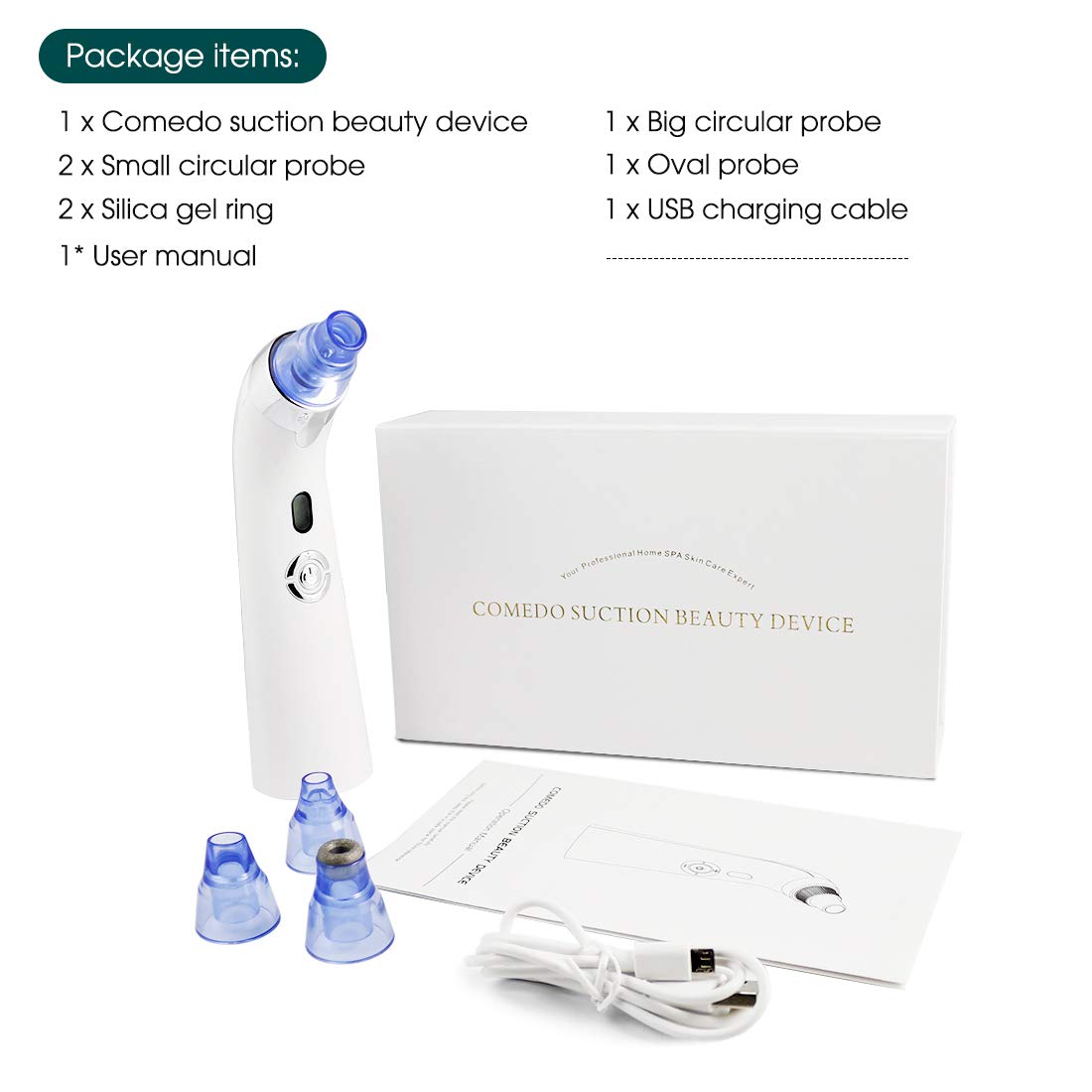Blackhead Remover Pore Vacuum, Electric Blackhead Vacuum Cleaner Blackhead Extractor Tool Device Comedo Removal Suction Beauty Device USB Rechargeable for Women Men