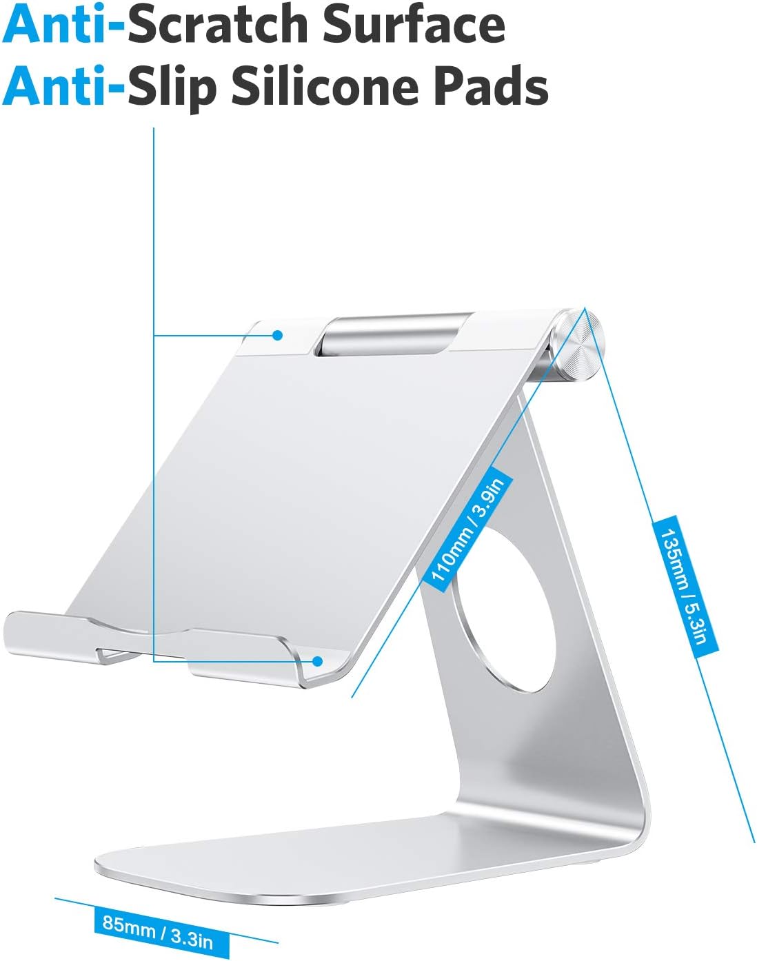 Tablet Stand Holder Adjustable, OMOTON T1 iPad Stand, Desktop Aluminum Tablet Dock Cradle Compatible with iPad Air 4/Mini, New iPad 10.2/9.7, iPad Pro 11/12.9, Samsung, Nintendo and More, Silver: Computers & Accessories