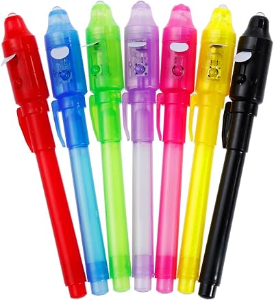 Faburo 7PCS Invisible Ink Pens with UV Light for Kids Secret Messages