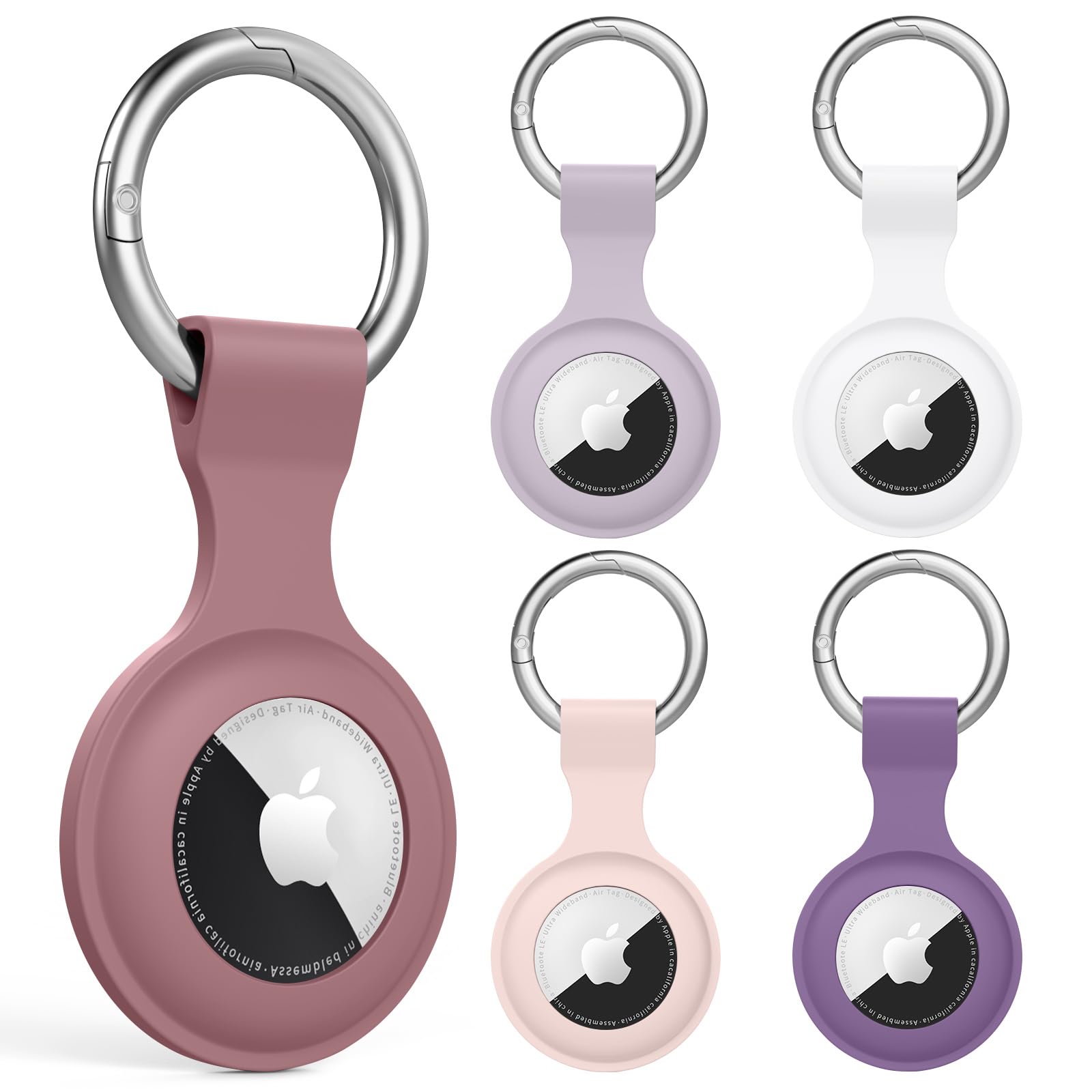 [5-Pack] for Air Tag Holder - Silicone Case for Air Tag Keyring for Keys, Bags, Luggage, Pet Collars - Anti-Lost and Scratch-Resistant Design for Apple Air Tags 2021 (Pack D)