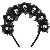 Lurrose Halloween Flower Skeleton Headband, Spooky Floral Hair Hoop | Costume Accessory, Gothic Halloween Headpiece for Women, Party Photo Prop, Costume Events and Themed Celebrations