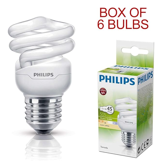 Philips Tornado 8W (45W) E27 220240V 2700K Warm White Energy Saving