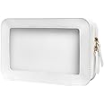 LETGO Clear Makeup Bags, TSA Approved Toiletry Bag with Zipper, Clear Makeup Organizer Fit Carry-on Travel Essentials,Clear Cosmetic Bags for Women Men (C-Beige)