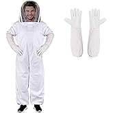ECKXCH Professional Bee Suit for Men Women with Gloves, Full Body Beekeeping Suit with Ventilated Hood, Bee Outfit for Backyard Beginner Beekeepers XXL