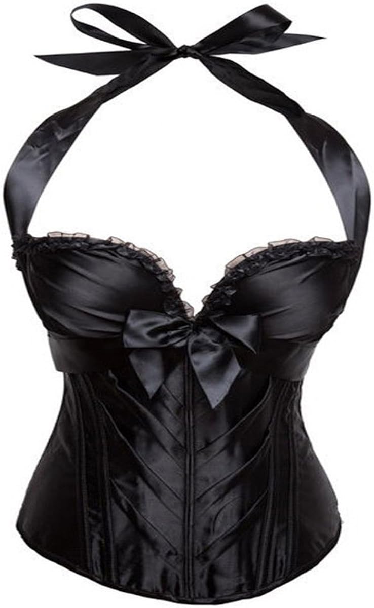 Corset Pour Femme En Cuir Noir Et Acier - 14 Baleines (dont 8 Spirales) - Fermeture à 3 Clips - Pour Affiner La Taille, Style Rétro - 6