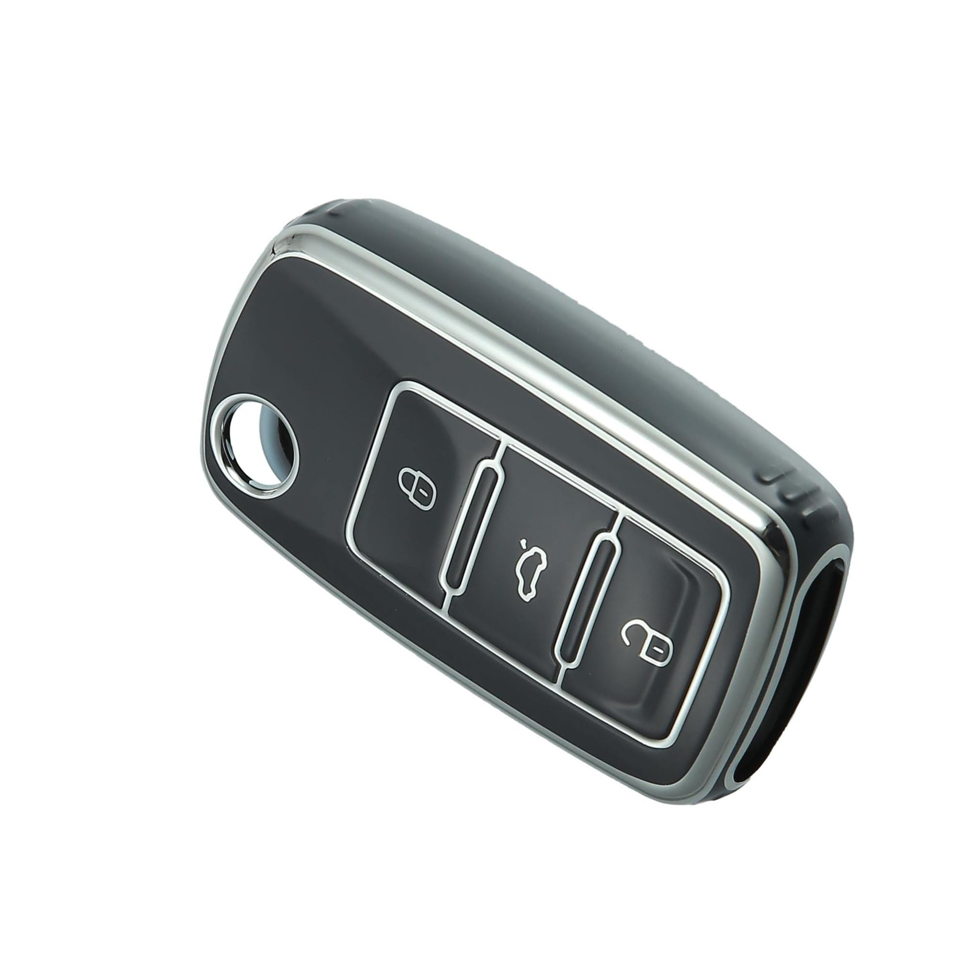 MACHSWON Car Silicone Smart Key Fob Case Cover Key Fob Shell Protector Keyless Black for Volkswagen Jetta Tiguan Passat Polo Black