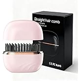 Wshxjzyay Mini Straightener Brush, Rechargeable Portable Hair Straightener Brush, 3-Speed Temperature Control, Anti-Scald Shell, Lightweight and Portable for Home Travel Gift (Pink)