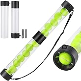 TOBWOLF Tennis Ball Pick up Tube, Lightweight Pickleball & Tennis Collector Ball Holder with Shoulder Strap, Detachable 2-Sessions Tennis Ball Hopper Tube Fits 11 Pickleballs or 13 Tennis Balls
