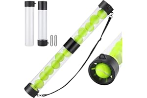 TOBWOLF Tennis Ball Pick up Tube, Lightweight Pickleball & Tennis Collector Ball Holder with Shoulder Strap, Detachable 2-Sessions Tennis Ball Hopper Tube Fits 11 Pickleballs or 13 Tennis Balls