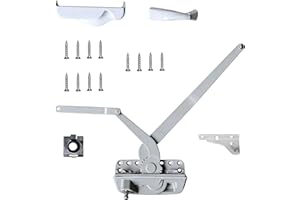 Dual Arm Casement Operator,Casement Window Crank with Arms,White Cover,Folding Handle&Black Sash Slider,Compatible with Model