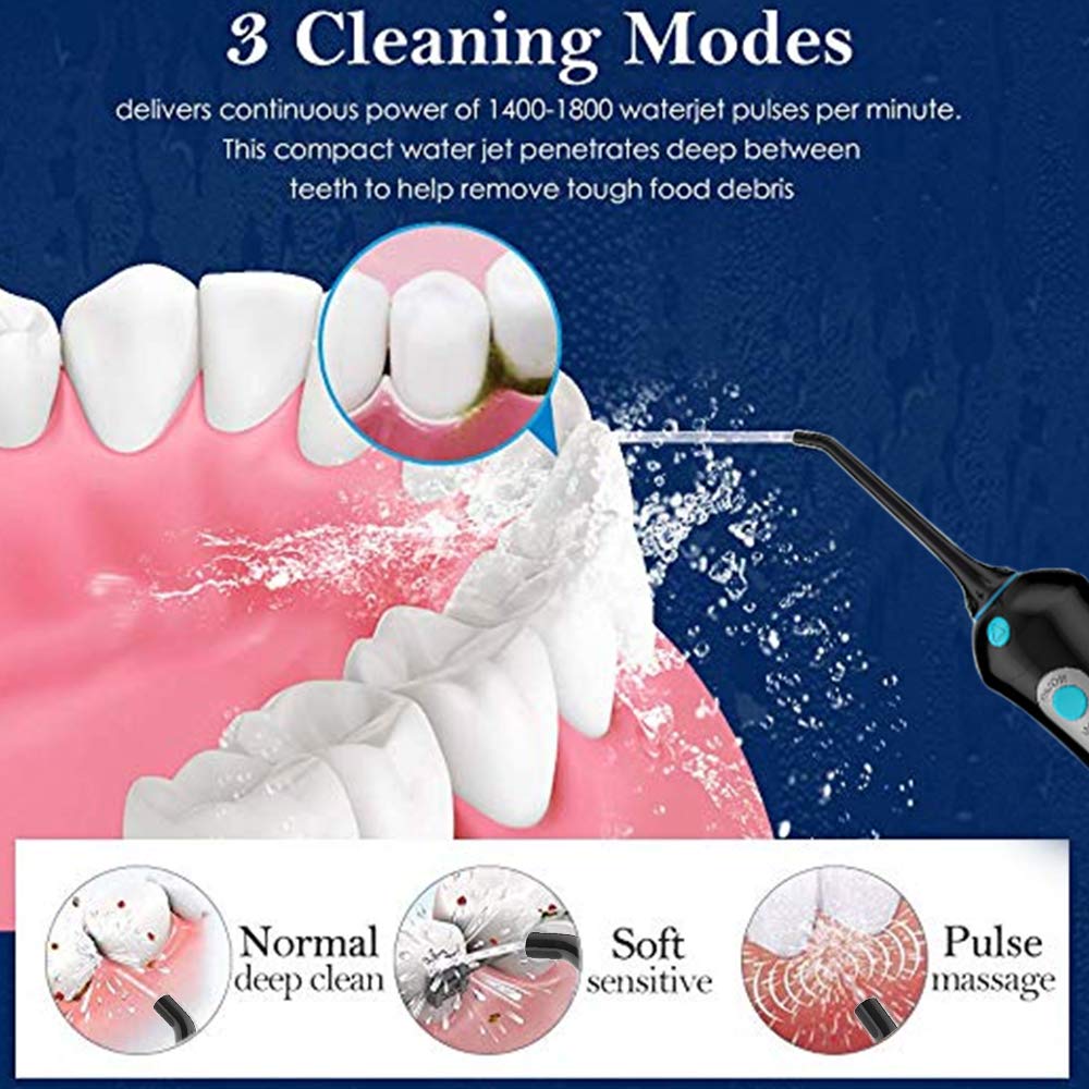 Water Flosser Cordless Teeth Cleaner, Professional Wate Flosser Oral Care for Braces Bridges Care IPX7 Waterproof Dental Flosser with 4 Interchangeable Jet Tips, Detachable Water Tank for Home Travel: Beauty