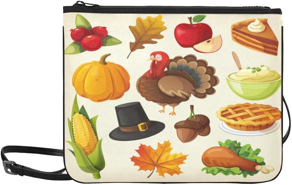 Sack of vegetables clip art Set Of Colorful Cartoon Icons For Thanksgiving Day Pattern Custom High-grade Nylon Slim Clutch