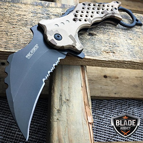 New TAC FORCE CAMO Spring Assisted Pocket Knives KARAMBIT CLAW Blade Tactical iCareYou Knife