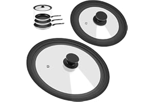 KOMOKERU Universal Lid for Pots, Pans and Skillets - Tempered Glass Lid with Heat Resistant Silicone Rim Fits fit 7", 8" 9" & 10", 11", 12" Diameter Cookware, Replacement Lid for Frying Pan & Cast Iron Skillet