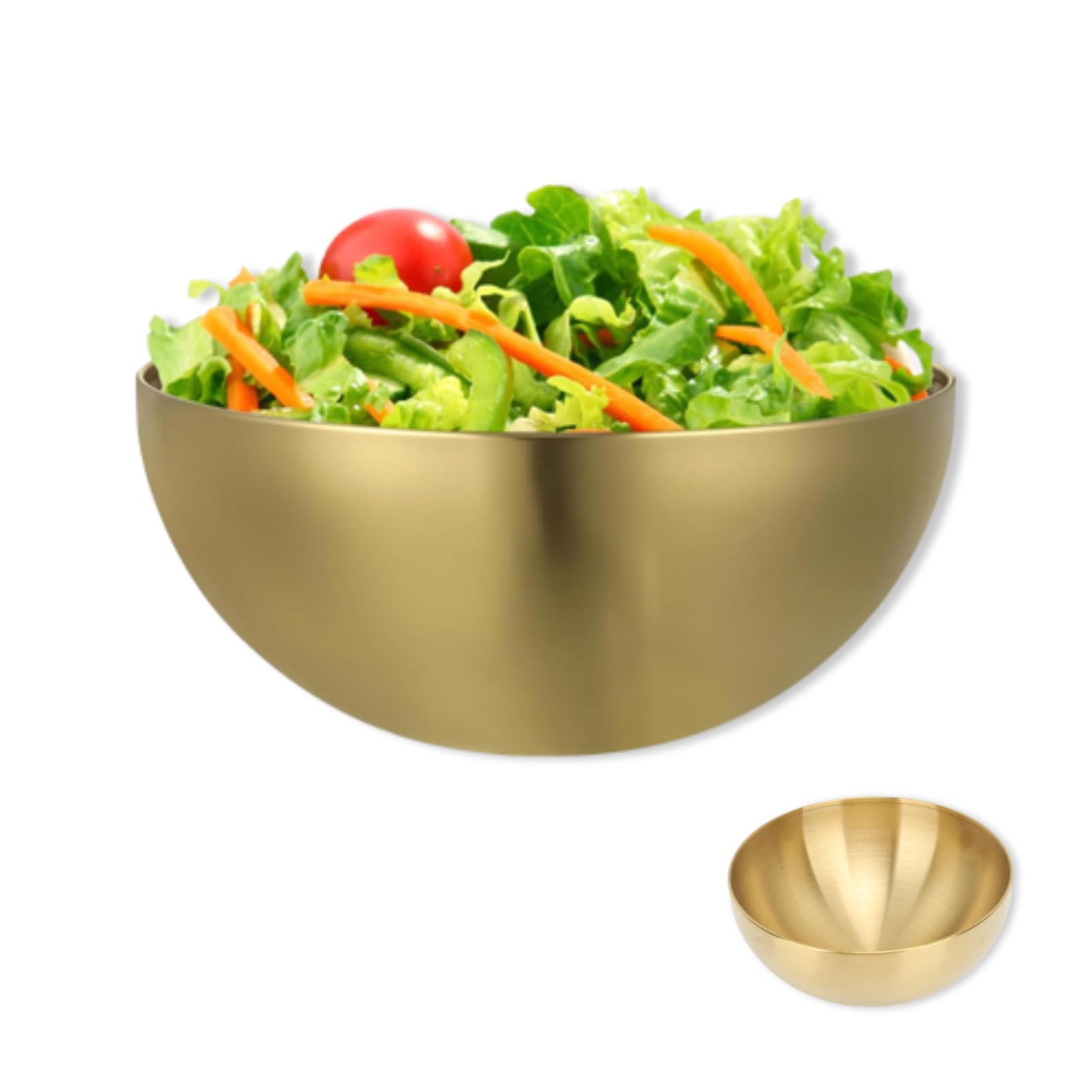 Cyrank Stainless Steel Mixing Bowl, Large Salad Decorative Gold Bowl Ramen Noodle Gold Fruit Bowls Snacks Bowls for Kitchen Mixing Cooking Baking