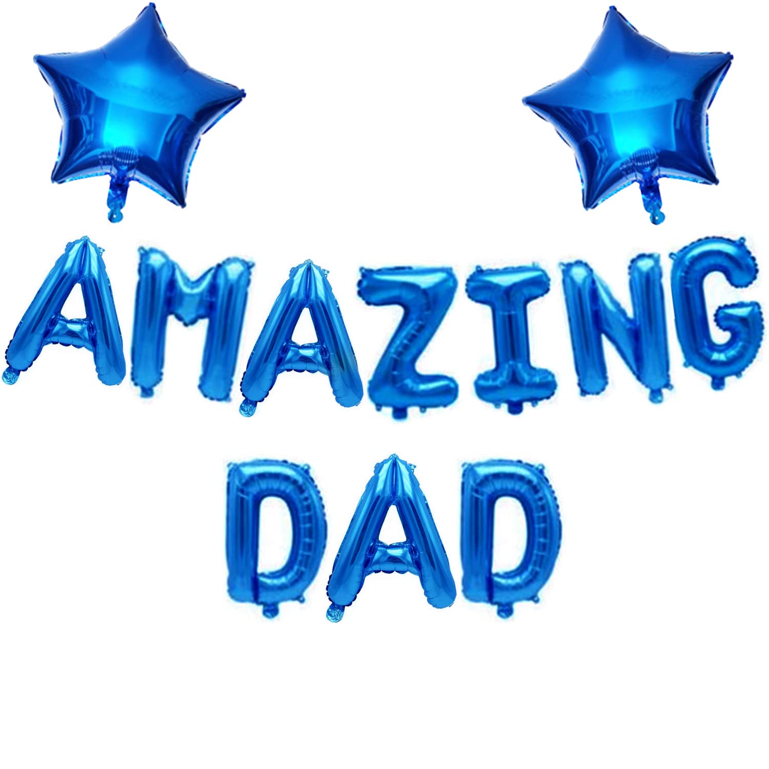 Amazing Dad Balloons Banner with Star Balloons, Father’s Day Party Decorations Hanging Foil Golden Balloons Letter Blue