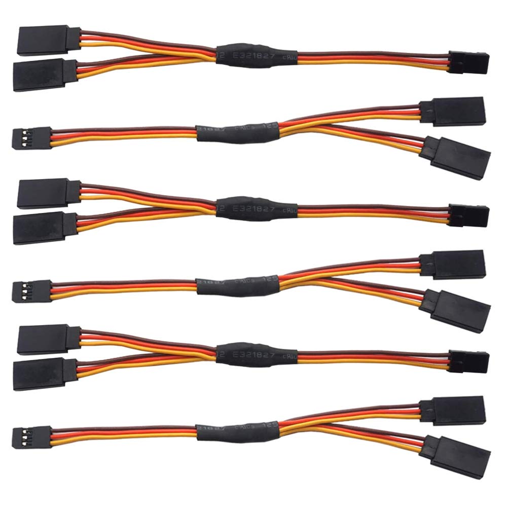GTIWUNG 6 Pcs JR Style Servo Y Harness, 6" / 150mm Servo Y-Cables, RC Y Harness, Standard Y-Harness, Servo Splitter Cable, Servo Extensions