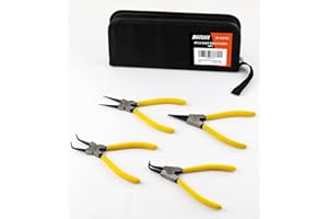 DIFFLIFE 7-Inch Snap Ring Pliers Set Heavy Duty Internal/External Circlip Pliers Kit with Straight/Bent Jaw CR-V Steel for Ring Remover Retaining C Clip Pliers with Storage Bag 4-piece