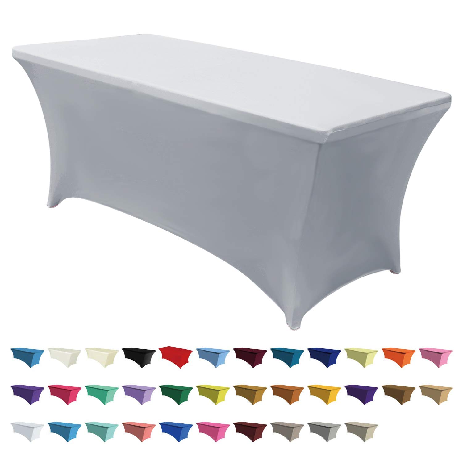 ABCCANOPY Spandex Tablecloths for 6 ft Home Rectangular Table Fitted Stretch Table Cover Polyester Tablecover Lash Bed Cover Table Toppers Massage Table Cover,Grey — image 1