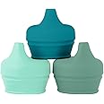 Boon Snug Silicone Sippy Cup Lids - Convert Any Kids Cups or Toddler Cups into Soft Spout Sippy Cups - Toddler Feeding Supplies and Travel Essentials - Green - 3 Count
