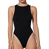 Bolsamila Women's High Neck Bodysuit Sleeveless Double Lined Halter Tops Slimming Soft Stretch Fabric Bodysuits Tank Tops