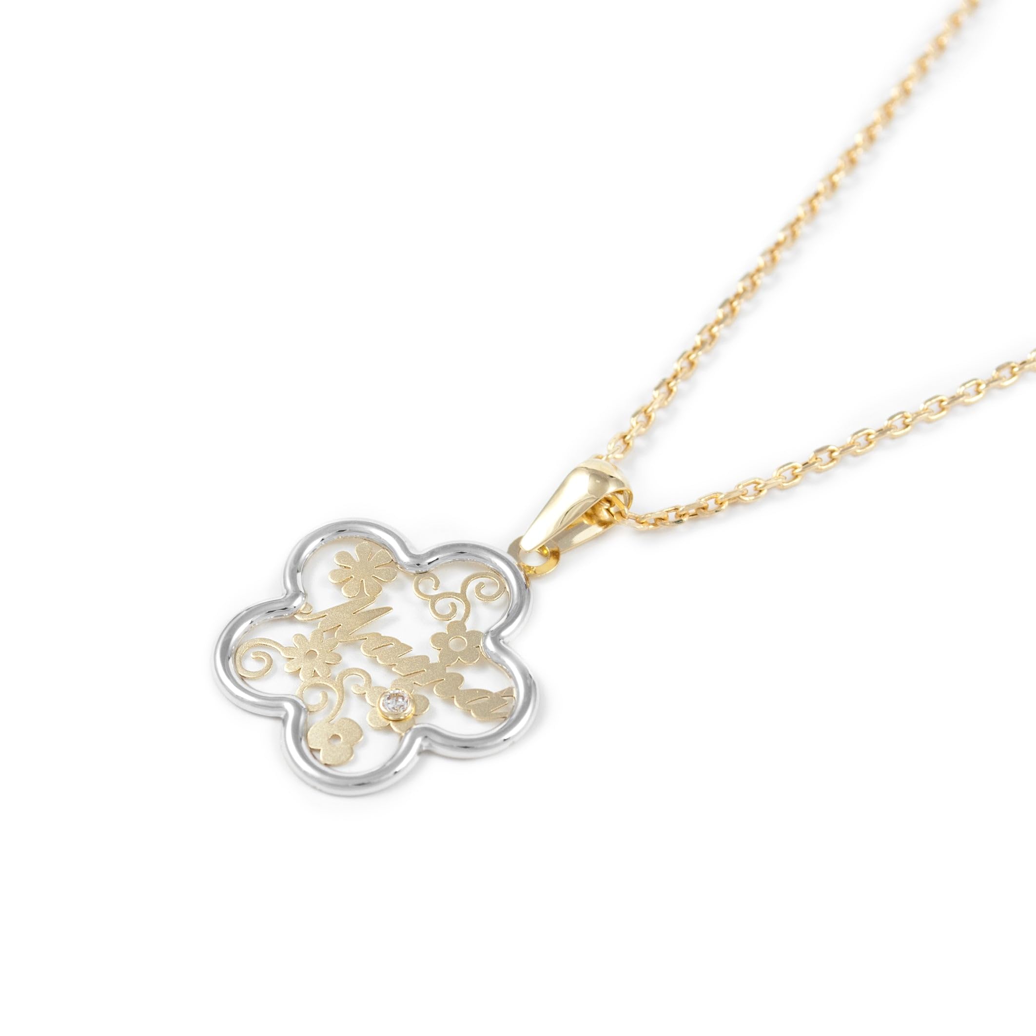 Monde Petit 18ct 2 Colour Gold flower mama Pendant