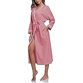 COLORFULLEAF Women's 100% Cotton Robes Lightweight Kimono Long Soft Bathrobe for Women with Pockets